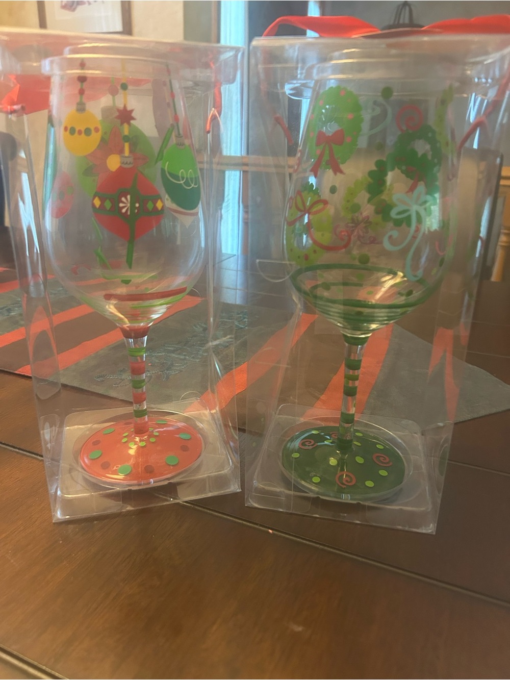 Hand-Painted Holiday Wine Glasses  NWOT